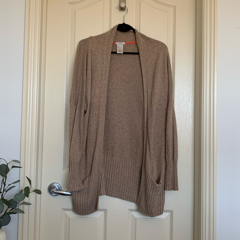 Talula tan cashmere open cardigan